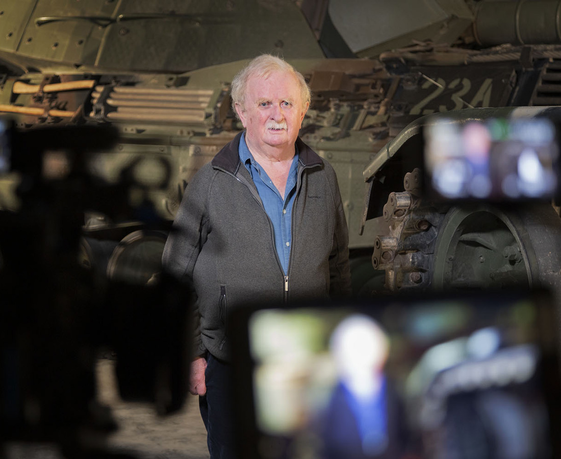 David Fletcher_047 David Fletcher recording a Tank Chat for the Museum's YouTube channel.