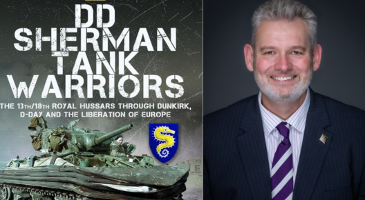 DD Sherman Tank Warriors Andrew May with book DD Sherman Tank Warriors