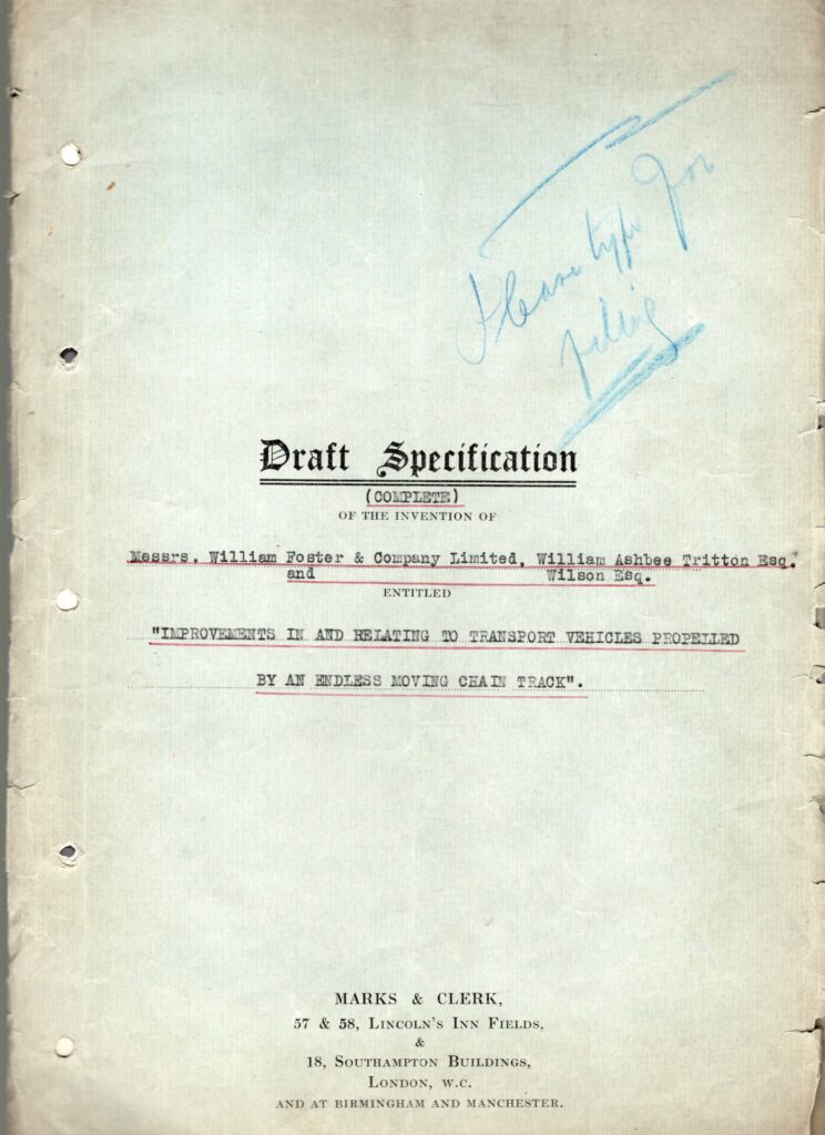 Draft Specification Front page of a typed document.