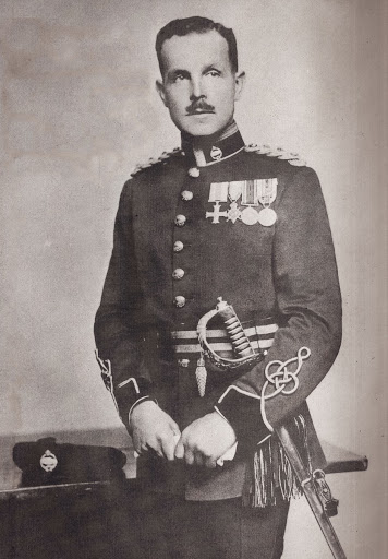 Dillon Black and white photograph of a man in uniform,
