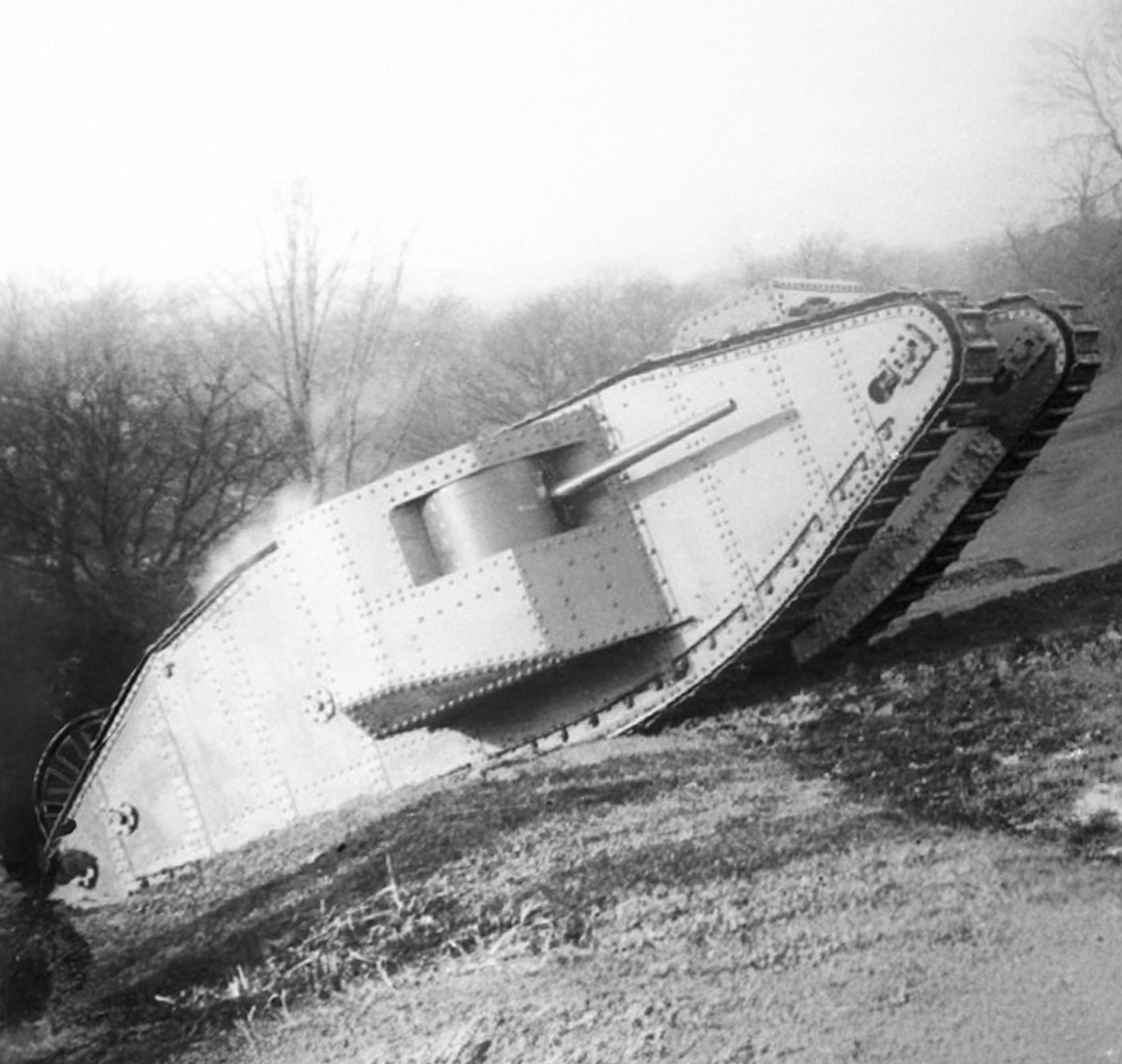 Mother Black and white photograph of a tank.