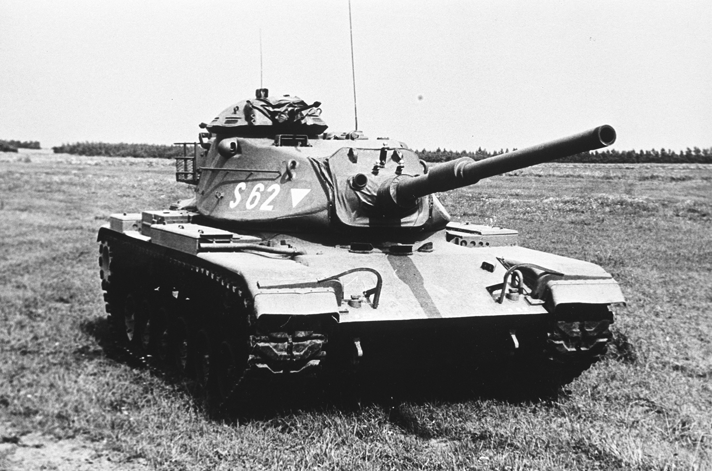 The M60A1 Black and white photo of a tank.